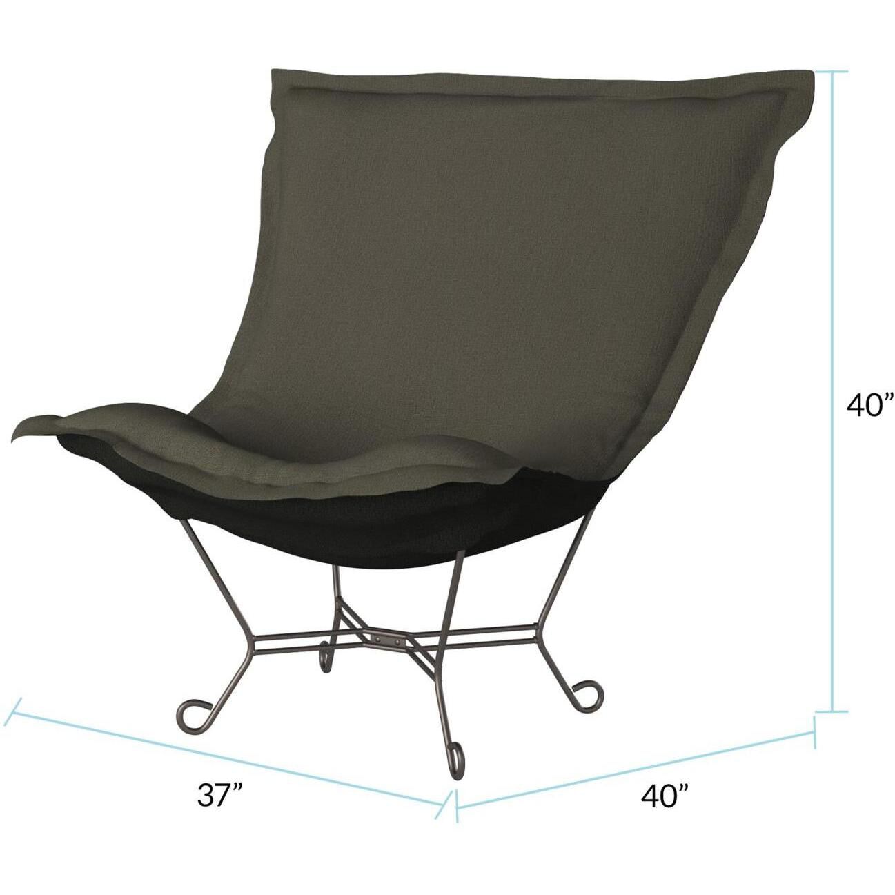 Puff Titanium Frame with Sterling Charcoal Scroll Chair with Cover
